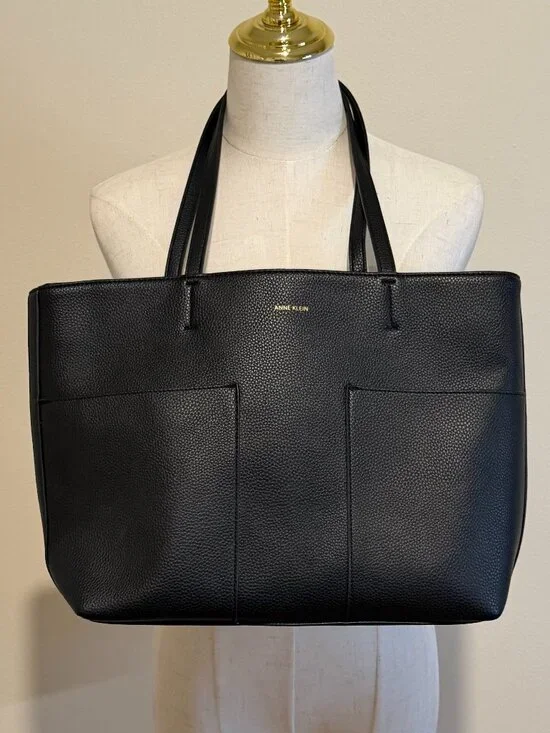 Anne Klein Black Tote Bag EUC - Large Minimalist Shoulder Bag - Picture 1 of 8